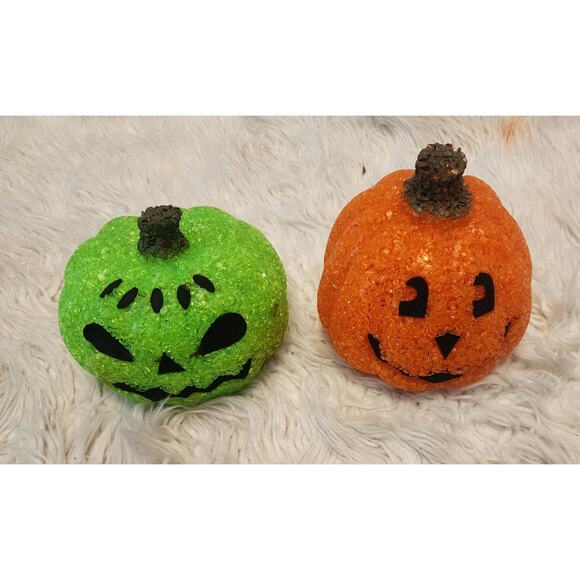 Set of 2 small Vintage Seasons Jack-O-Lantern Pumpkin. - Picture 1 of 5
